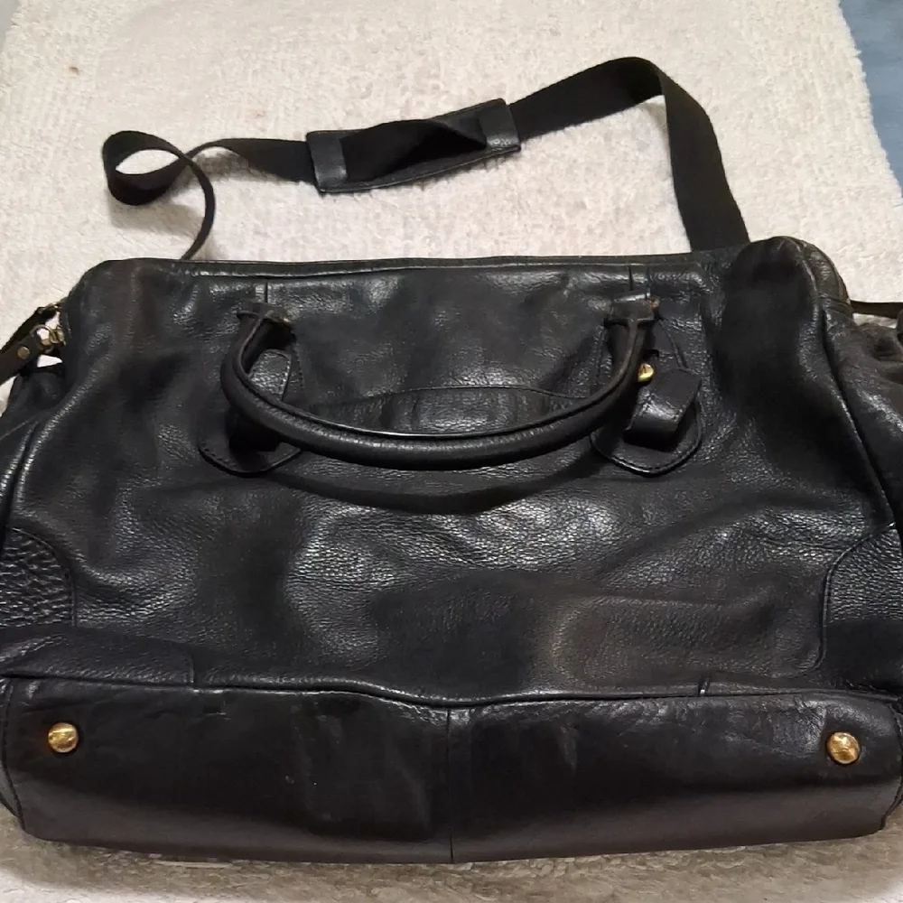 Margot Black Leather Travel Bag